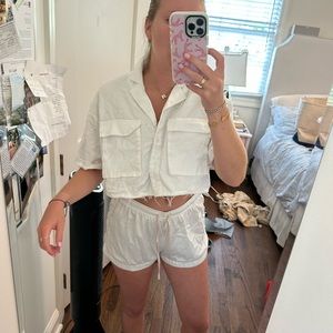 Zara cropped button down top